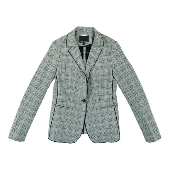 Banana Republic Women's Blazer Jacket Size‎ 2 Gray Plaid Polyester Blend - Picture 1 of 4